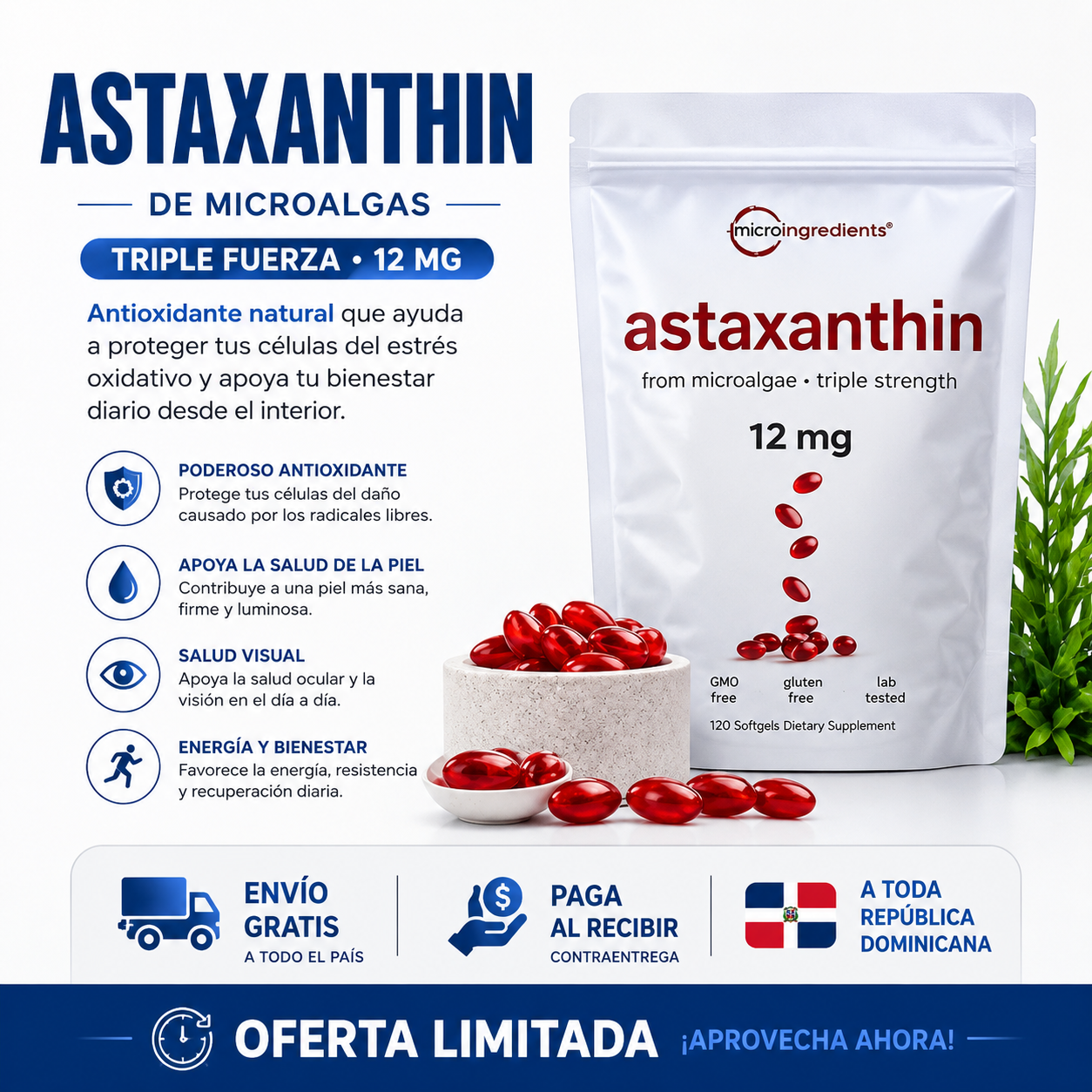 Astaxatina - El antioxidante más potente para una piel joven